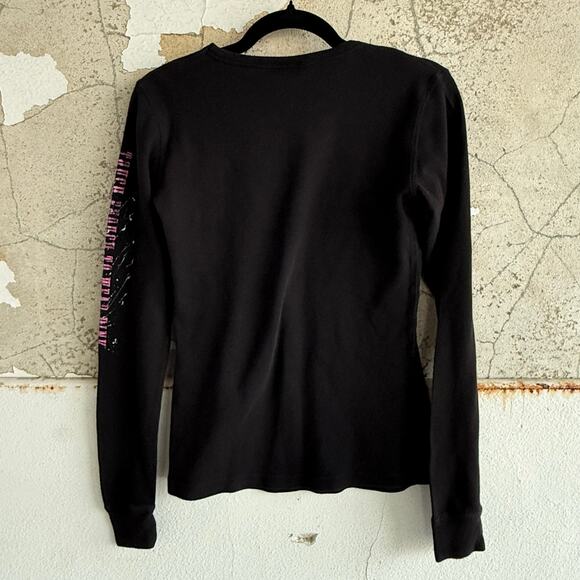 Wrangler Thermal Long Sleeve Tee Y2K Waffle Knit Tough Enough Wear Pink Women M - Picture 5 of 8